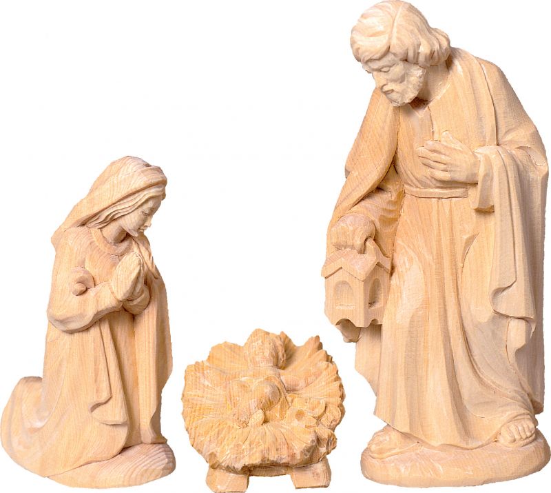 sacra famiglia t.k. - demetz - deur - statua in legno dipinta a mano. altezza pari a 24 cm.