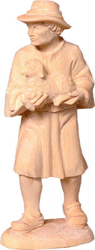 pastore con agnello t.k. - demetz - deur - statua in legno dipinta a mano. altezza pari a 18 cm.