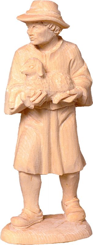 pastore con agnello t.k. - demetz - deur - statua in legno dipinta a mano. altezza pari a 36 cm.