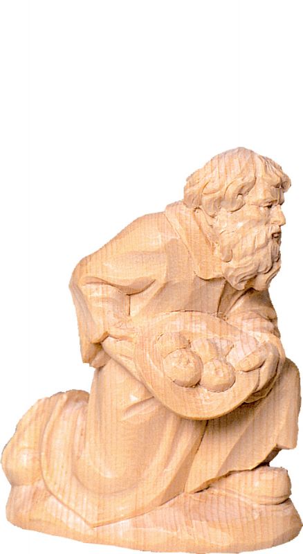 pastore con doni t.k. - demetz - deur - statua in legno dipinta a mano. altezza pari a 15 cm.