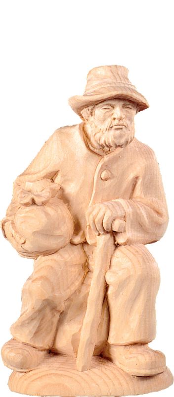 pastore seduto t.k. - demetz - deur - statua in legno dipinta a mano. altezza pari a 15 cm.