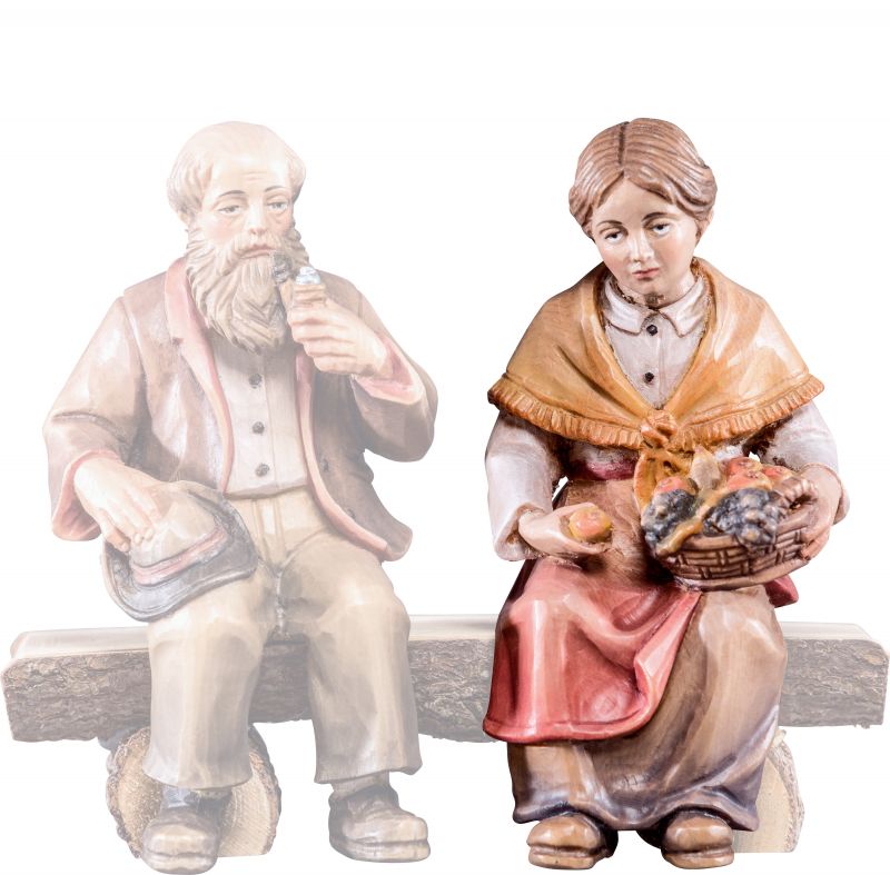 nonna seduta t.k. - demetz - deur - statua in legno dipinta a mano. altezza pari a 15 cm.