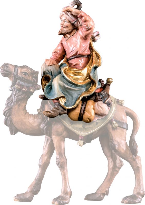 cammelliere seduto t.k. - demetz - deur - statua in legno dipinta a mano. altezza pari a 15 cm.