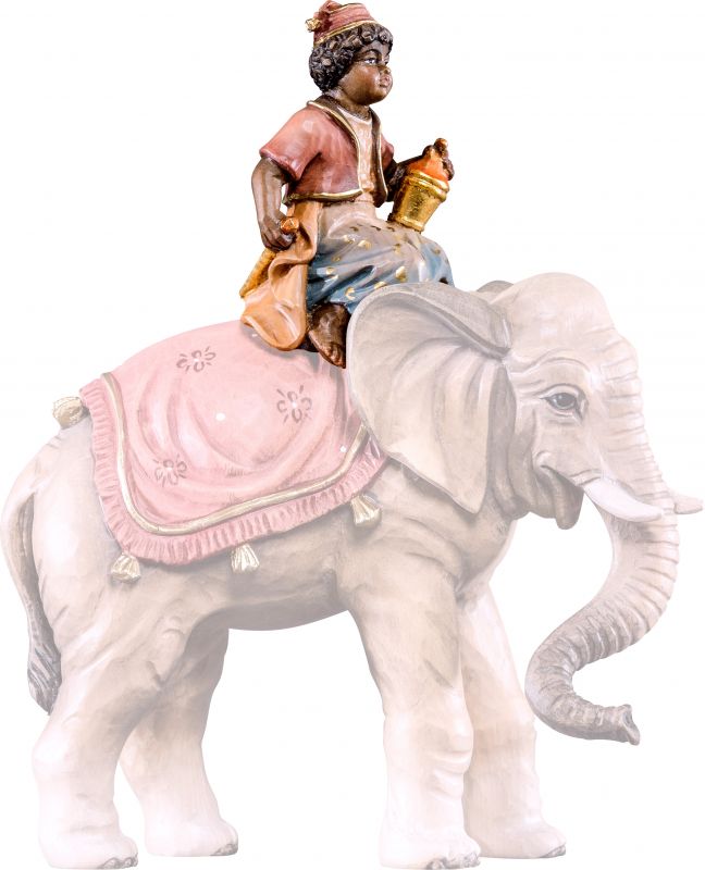 conducente d'elefante t.k. - demetz - deur - statua in legno dipinta a mano. altezza pari a 36 cm.