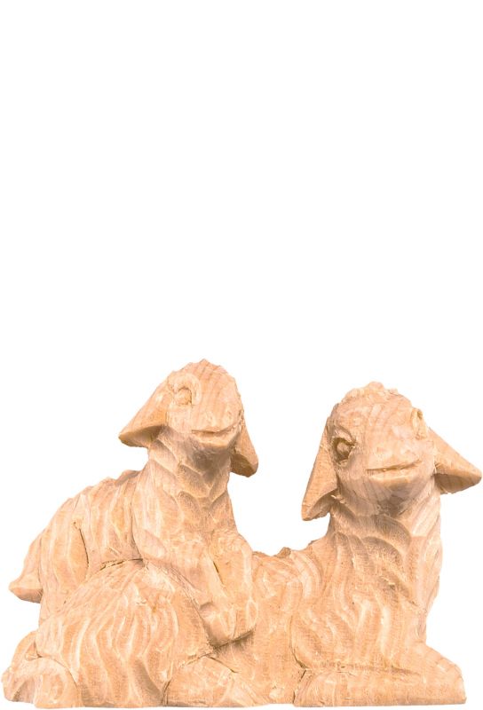 pecora sdraiata con agnello t.k. - demetz - deur - statua in legno dipinta a mano. altezza pari a 12 cm.