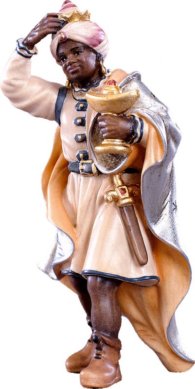 re casparre h.k. - demetz - deur - statua in legno dipinta a mano. altezza pari a 11 cm.