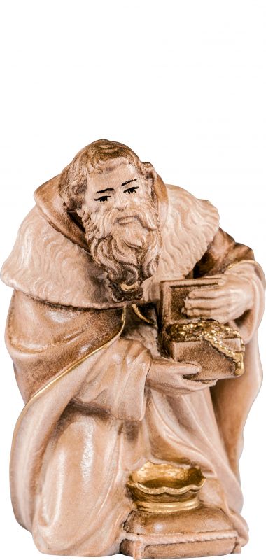 re melchiorre h.k. - demetz - deur - statua in legno dipinta a mano. altezza pari a 15 cm.
