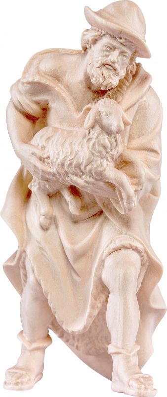 pastore con pecora h.k. - demetz - deur - statua in legno dipinta a mano. altezza pari a 9 cm.