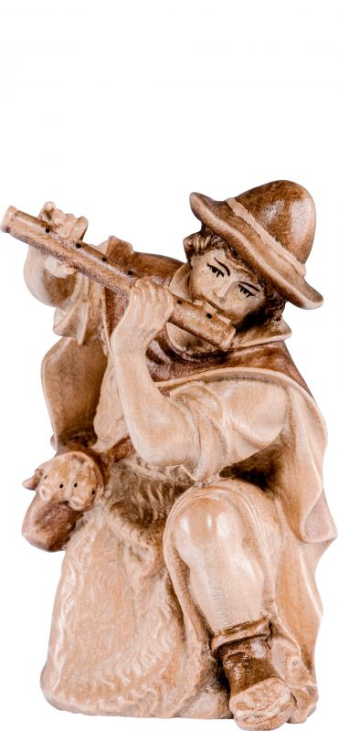pastore inginocchiato h.k. - demetz - deur - statua in legno dipinta a mano. altezza pari a 18 cm.