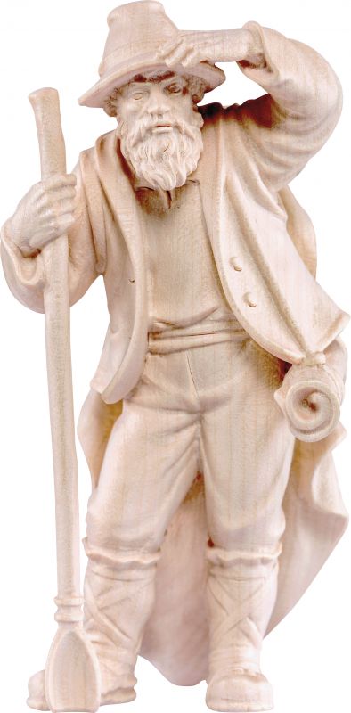 pastore con pala h.k. - demetz - deur - statua in legno dipinta a mano. altezza pari a 18 cm.