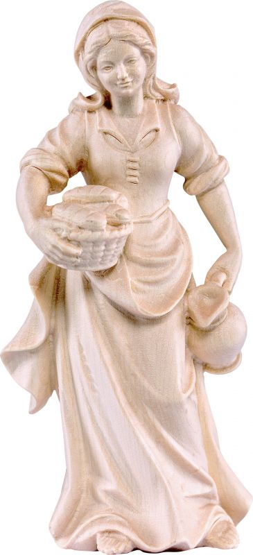 pastorella con brocca h.k. - demetz - deur - statua in legno dipinta a mano. altezza pari a 9 cm.