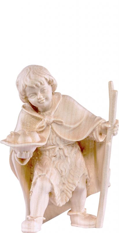 bimbo con frutta h.k. - demetz - deur - statua in legno dipinta a mano. altezza pari a 15 cm.