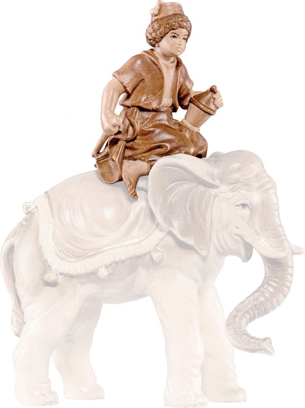 conducente d'elefante h.k. - demetz - deur - statua in legno dipinta a mano. altezza pari a 11 cm.