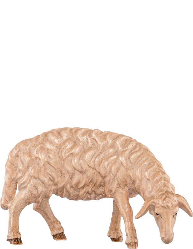 pecora pascolante h.k. - demetz - deur - statua in legno dipinta a mano. altezza pari a 42 cm.