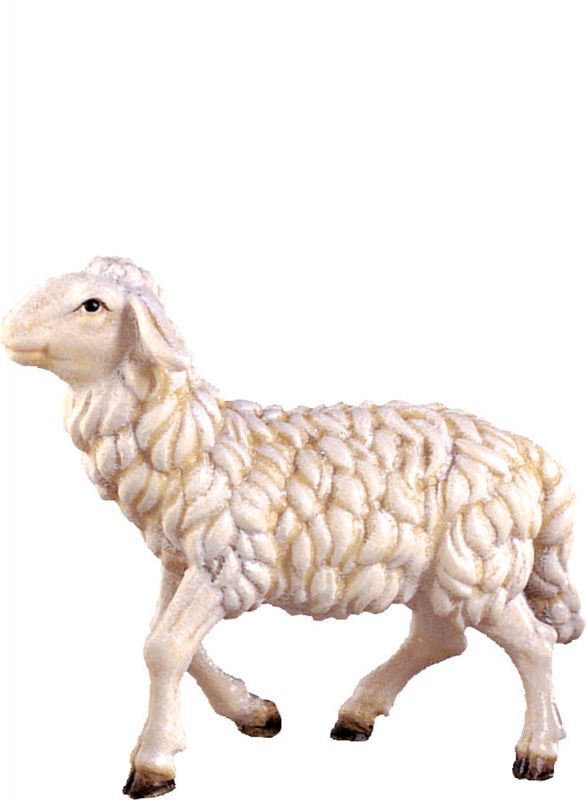 pecora che cammina h.k. - demetz - deur - statua in legno dipinta a mano. altezza pari a 15 cm.
