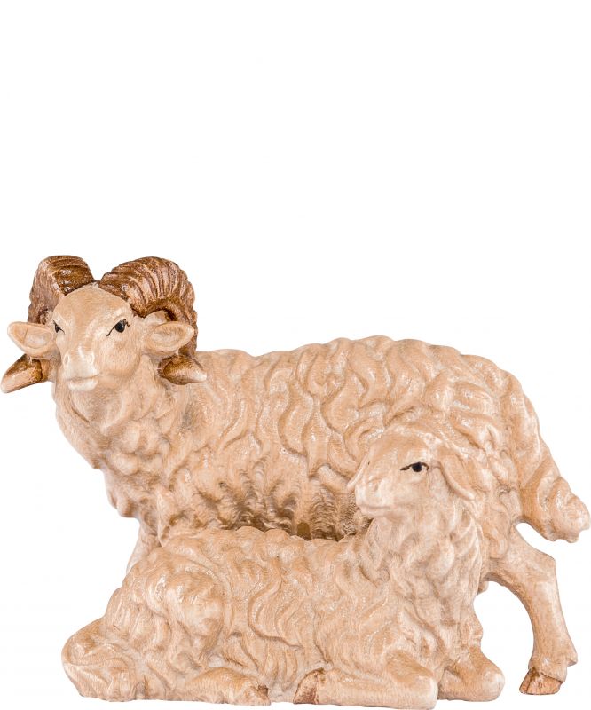 gruppo montoni h.k. - demetz - deur - statua in legno dipinta a mano. altezza pari a 15 cm.