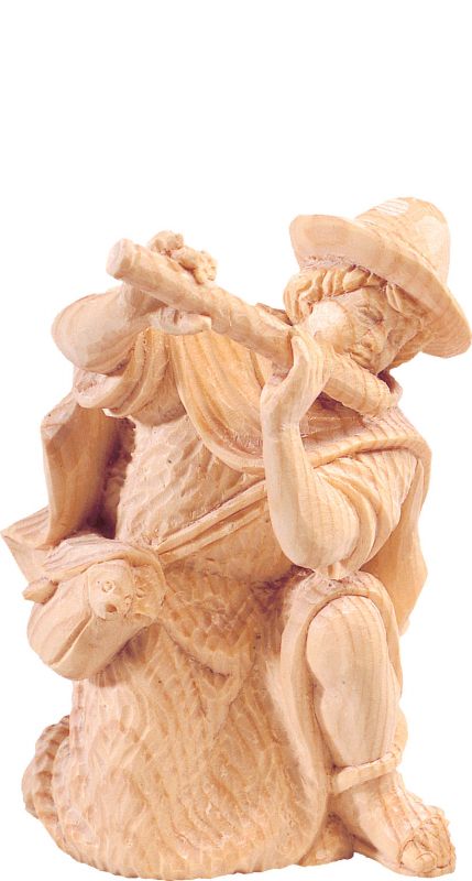 pastore inginocchiato r.k. - demetz - deur - statua in legno dipinta a mano. altezza pari a 15 cm.