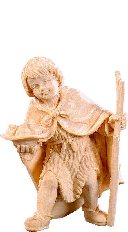 bimbo con frutta r.k. - demetz - deur - statua in legno dipinta a mano. altezza pari a 15 cm.