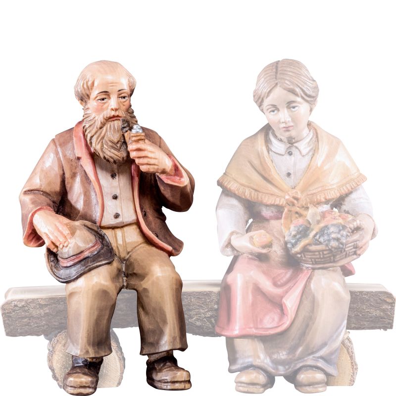 nonno seduto r.k. - demetz - deur - statua in legno dipinta a mano. altezza pari a 15 cm.