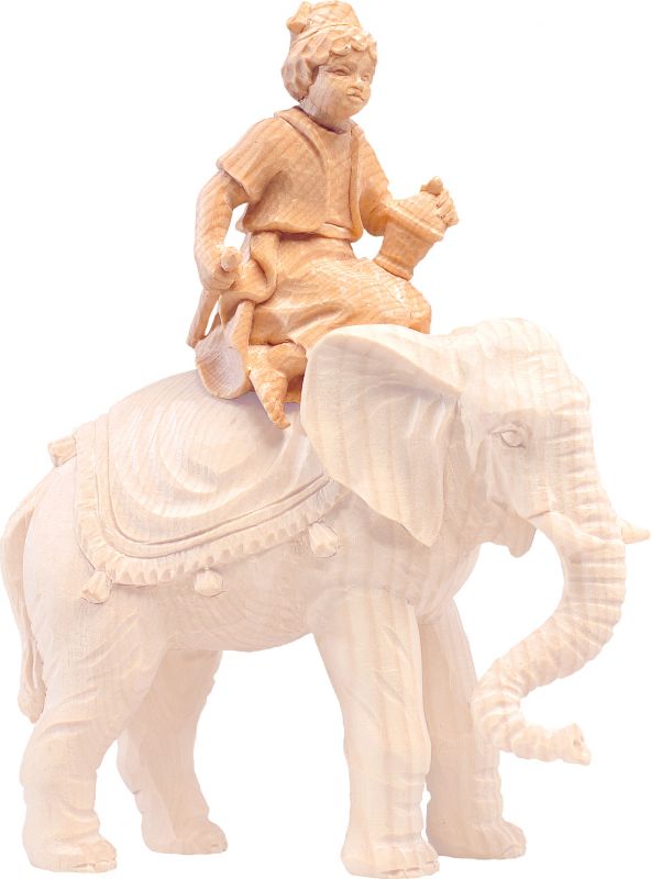 conducente d'elefante r.k. - demetz - deur - statua in legno dipinta a mano. altezza pari a 15 cm.