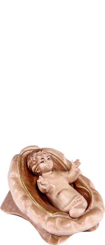 gesù bambino con culla artis - demetz - deur - statua in legno dipinta a mano. altezza pari a 30 cm.