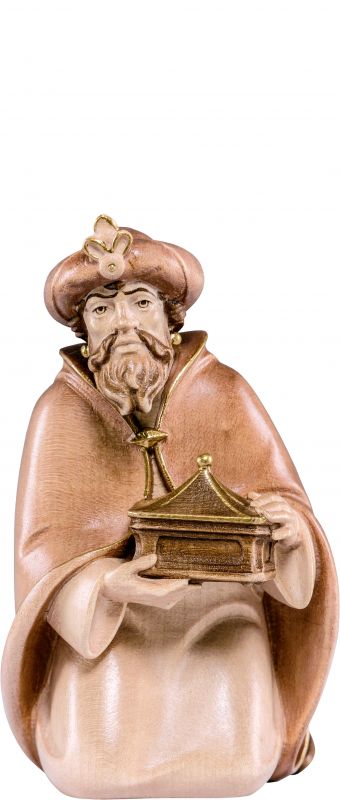 re melchiorre artis - demetz - deur - statua in legno dipinta a mano. altezza pari a 15 cm.