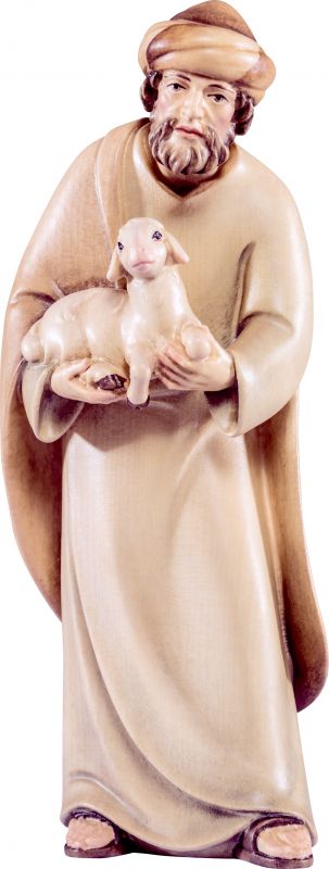 pastore con agnello artis - demetz - deur - statua in legno dipinta a mano. altezza pari a 12 cm.