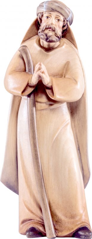 pastore con bastone artis - demetz - deur - statua in legno dipinta a mano. altezza pari a 15 cm.