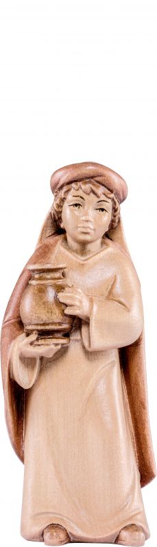 fanciullo con brocca artis - demetz - deur - statua in legno dipinta a mano. altezza pari a 10 cm.