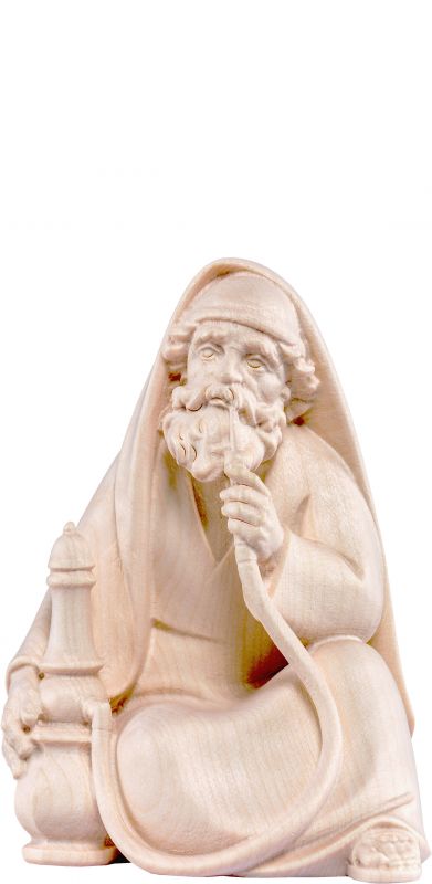 pastore seduto con shisha artis - demetz - deur - statua in legno dipinta a mano. altezza pari a 12 cm.