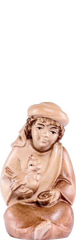 fanciullo seduto artis - demetz - deur - statua in legno dipinta a mano. altezza pari a 12 cm.