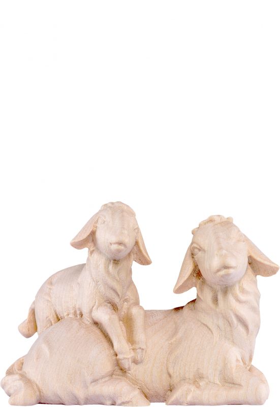pecora sdraiata con agnello artis - demetz - deur - statua in legno dipinta a mano. altezza pari a 12 cm.