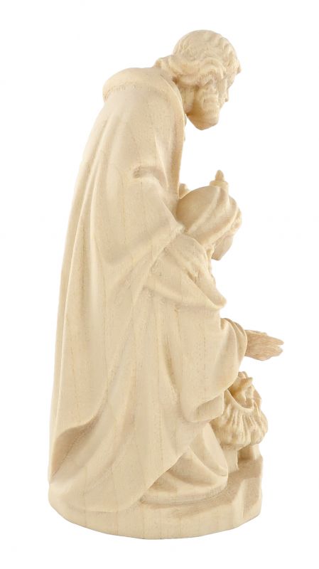 statuina natività: gesù, giuseppe e maria, linea da 10 cm, in legno naturale, serie avvento - demetz deur