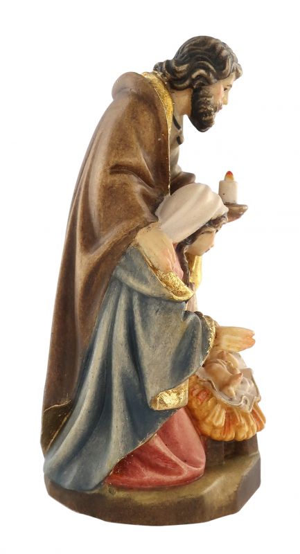 statuina natività: gesù, giuseppe e maria, linea da 10 cm, in legno dipinto con colori a olio, serie avvento - demetz deur