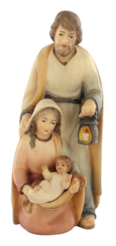 statuina natività: gesù, giuseppe e maria, linea da 10 cm, in legno dipinto con colori a olio, serie noèl - demetz deur