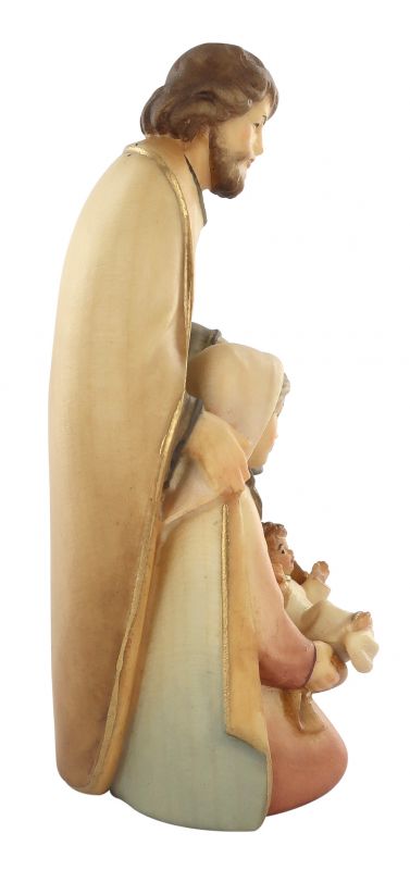 statuina natività: gesù, giuseppe e maria, linea da 10 cm, in legno dipinto con colori a olio, serie noèl - demetz deur