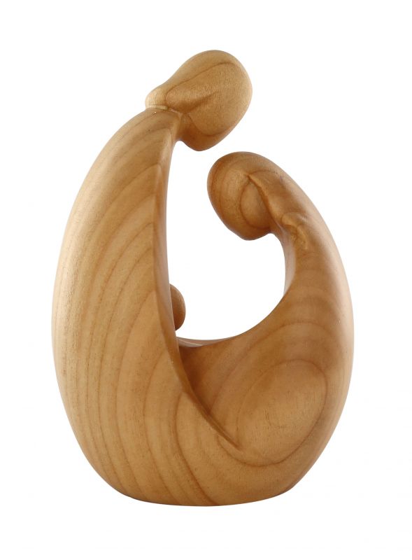 statuina natività: gesù, giuseppe e maria, linea da 11 cm, in legno di ciliegio naturale, serie art-deco - demetz deur
