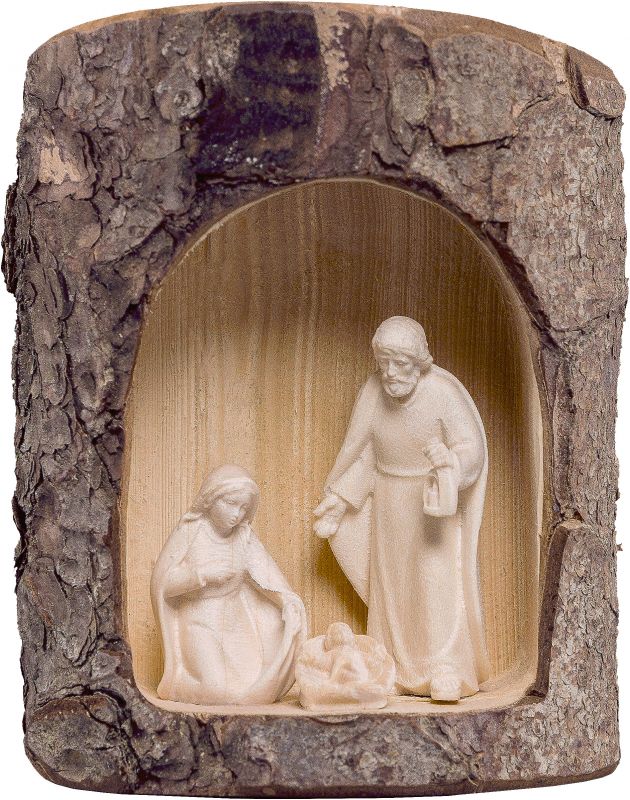 sacra famiglia artis nella grotta - demetz - deur - statua in legno dipinta a mano. altezza pari a 5 cm.