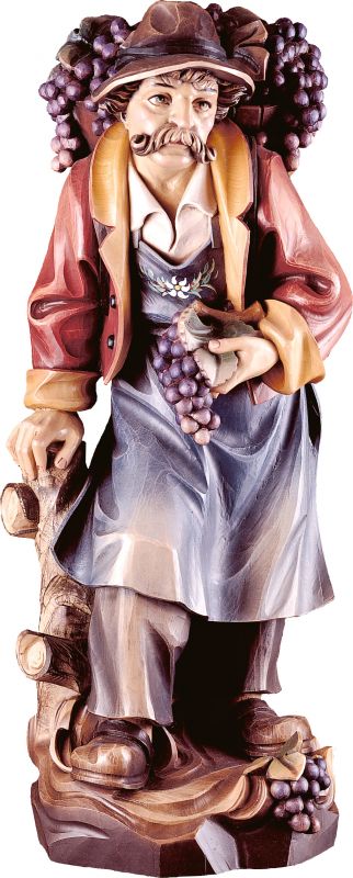 vendemmiatore - demetz - deur - statua in legno dipinta a mano. altezza pari a 15 cm.