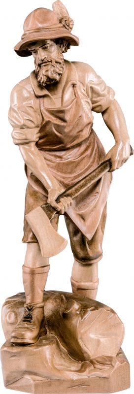 boscaiolo - demetz - deur - statua in legno dipinta a mano. altezza pari a 10 cm.