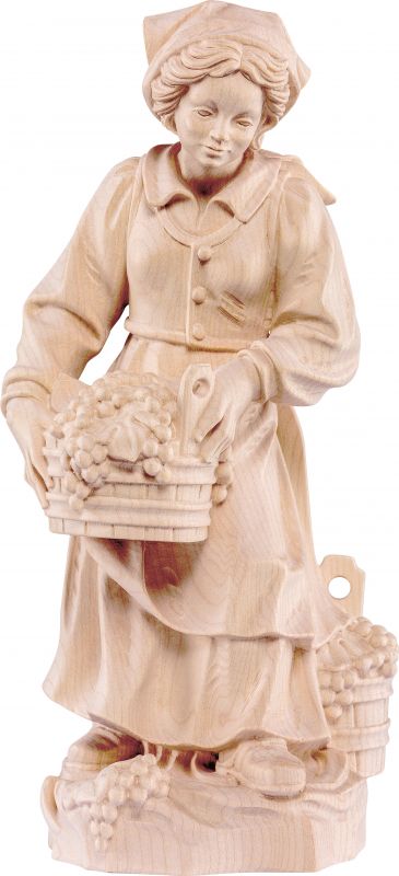 vendemmiatrice - demetz - deur - statua in legno dipinta a mano. altezza pari a 30 cm.