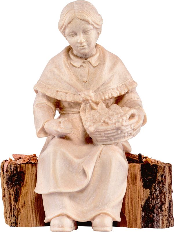 nonna sul tronco per - demetz - deur - statua in legno dipinta a mano. altezza pari a 11 cm.