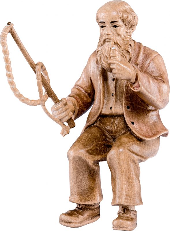 carrettiere seduto - demetz - deur - statua in legno dipinta a mano. altezza pari a 11 cm.
