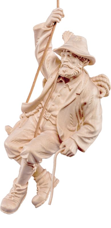 alpinista in cordata - demetz - deur - statua in legno dipinta a mano. altezza pari a 20 cm.
