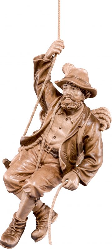 alpinista in cordata - demetz - deur - statua in legno dipinta a mano. altezza pari a 25 cm.