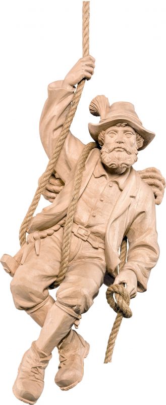 alpinista in cordata tiglio - demetz - deur - statua in legno dipinta a mano. altezza pari a 33 cm.