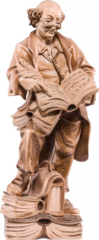 filosofo - demetz - deur - statua in legno dipinta a mano. altezza pari a 40 cm.