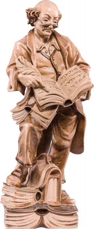 filosofo - demetz - deur - statua in legno dipinta a mano. altezza pari a 50 cm.