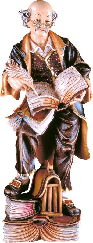 filosofo - demetz - deur - statua in legno dipinta a mano. altezza pari a 60 cm.