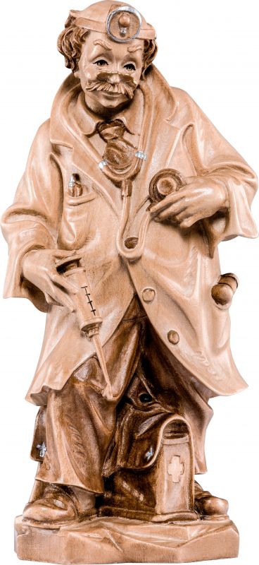 dottore (medico) - demetz - deur - statua in legno dipinta a mano. altezza pari a 25 cm.